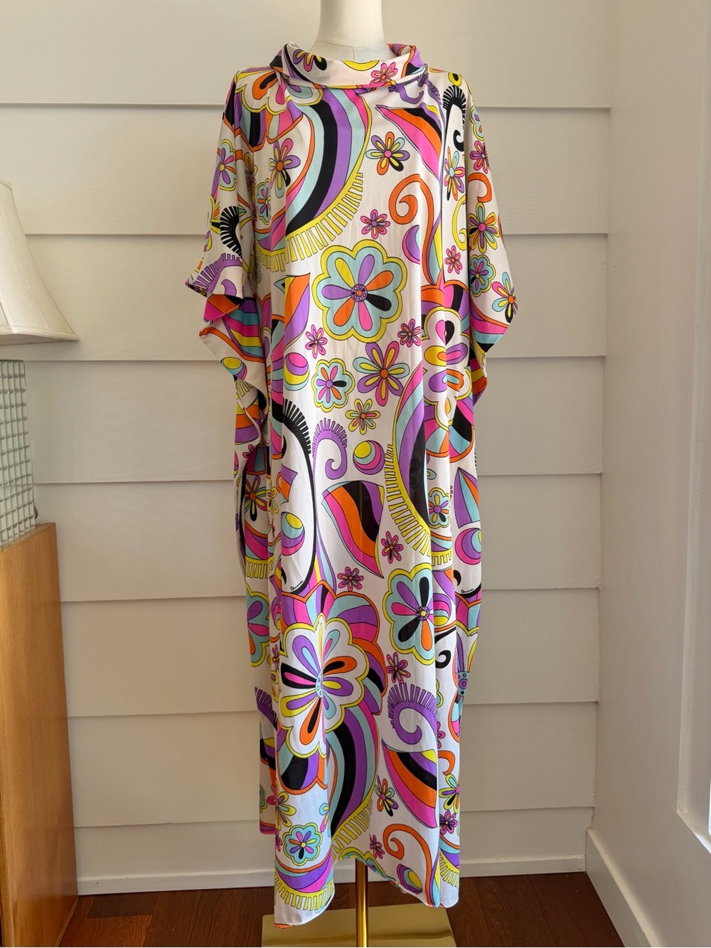 Vintage 1970s Butterfield 8 by Eduardo Psychedelic Floral Kaftan Maxi Dress
